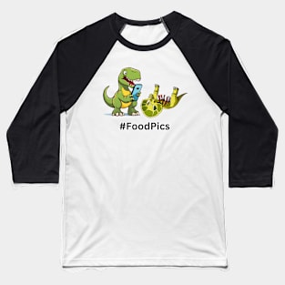 Funny Dinosaur Cartoon T-Rex Selfie Baseball T-Shirt